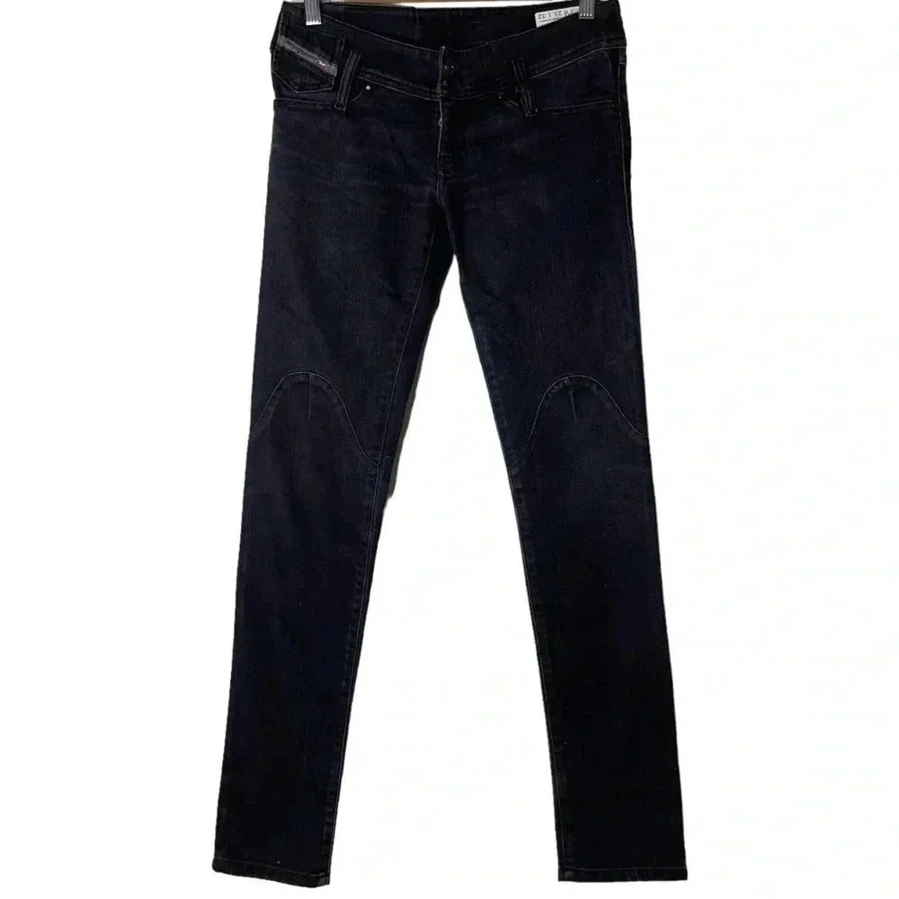 Diesel Low Rise Matic Slim-Tapered Jeans Wash 008Z1 Black Denim Jeans W25